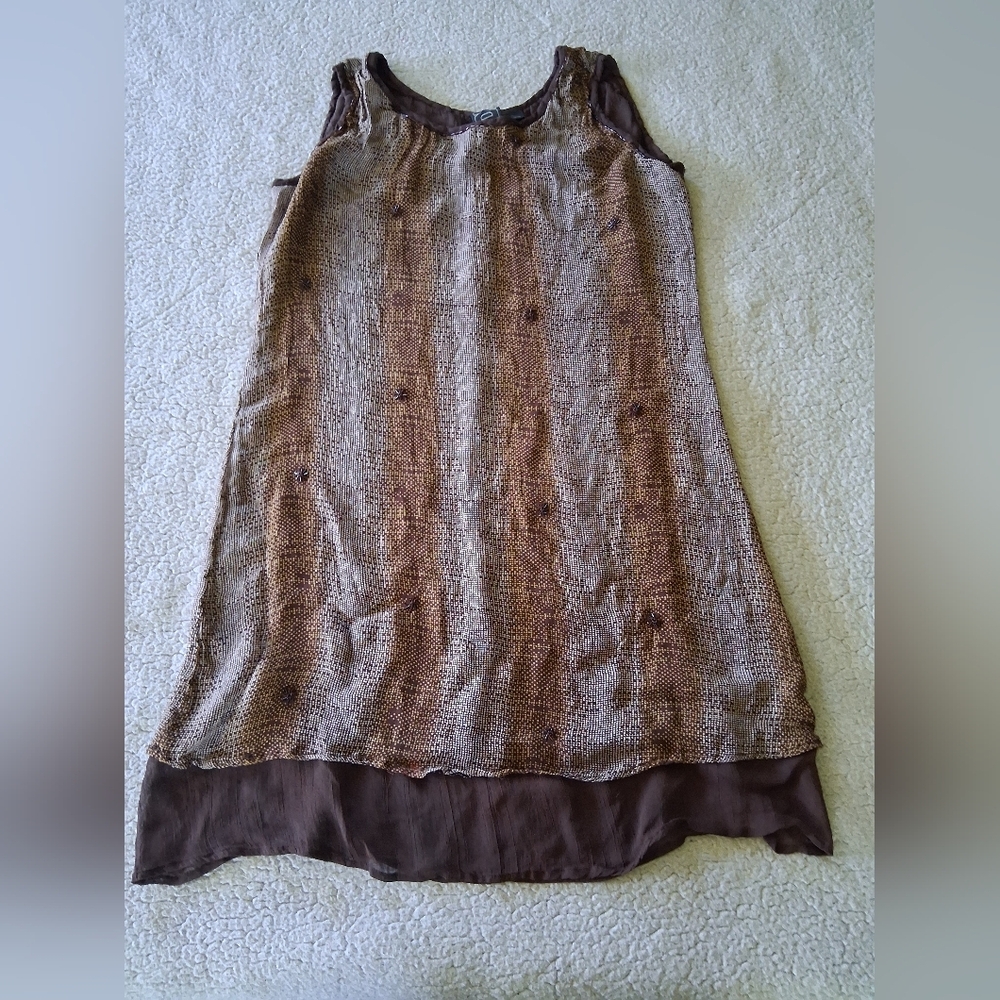 Vintage Daniel K Brown and Cream Midi Dress